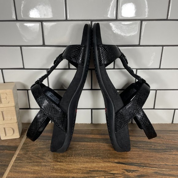 Vionic Farra Women's Size 7 Shoes Black Lizard Print Strappy Medallion Sandals - Picture 5 of 12